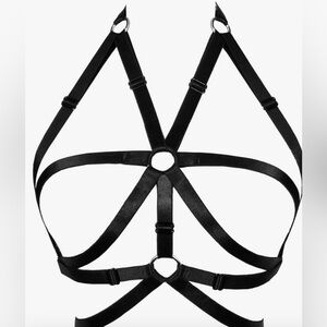 Bra top stretch strappy rave club goth punk harness bondage fetish sexy lingerie